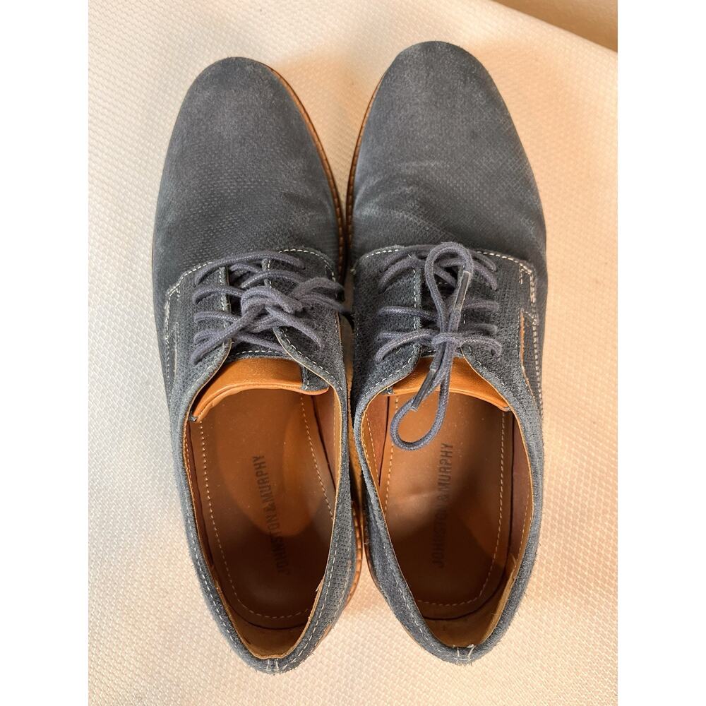 Johnston & Murphy Warner Plain Toe Navy Blue Tumbled Nubuck Suede Leather 9‎ M - Picture 7 of 11